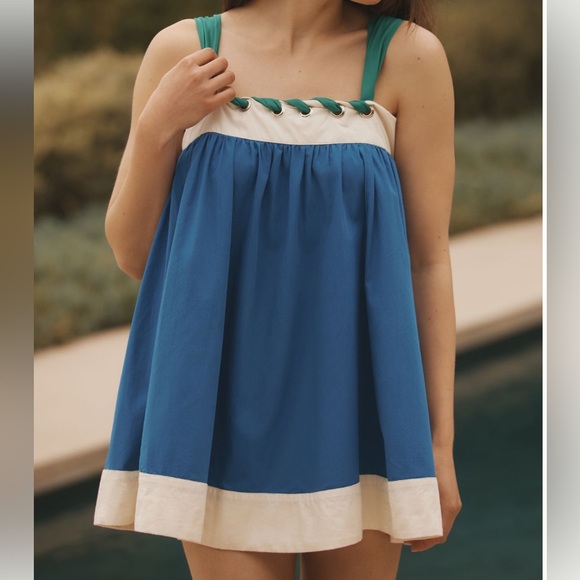 Anthropologie sleeveless cotton whipstich mini dress in size 3x - Picture 3 of 5